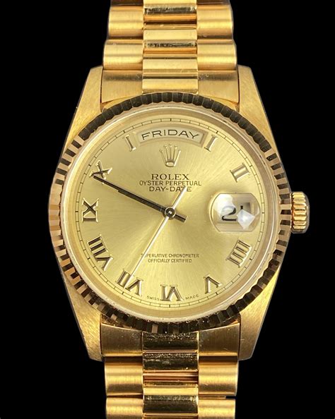 rolex oyster perpetual day date 18 carat gold|Rolex Day-Date 40 price.